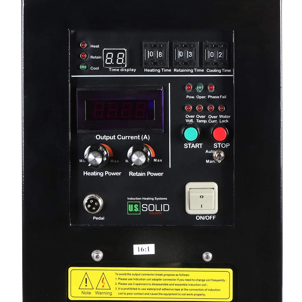 U.S. Solid 15KW High Frequency Induction Heater Furnace, 30-80KHz Output, 220V Single Phase, MOSFET & IGBT Inverter System, 16:1 Turns Ratio, for Metal Melting & Heat Treatment