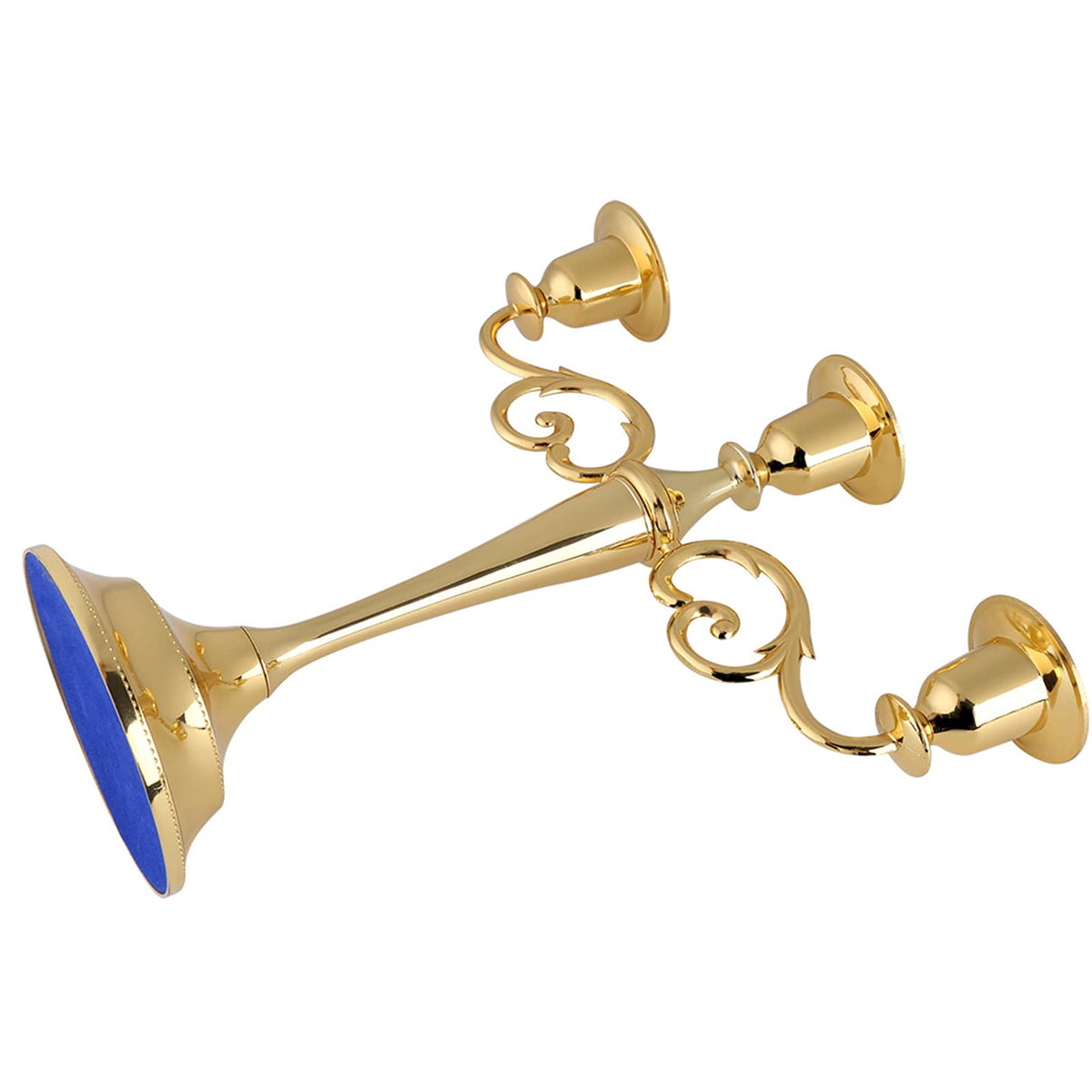 Sonew Premium 3 Arms Metal Candle Holder European Candelabra for Weddings & Home Decor (Gold)