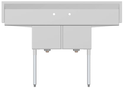 KoolMore 2 Compartment Stainless Steel NSF Commercial Kitchen Prep & Utility Sink with 2 Drainboards - Bowl Size 15" x 15" x 12", Silver,SB151512-15B3
