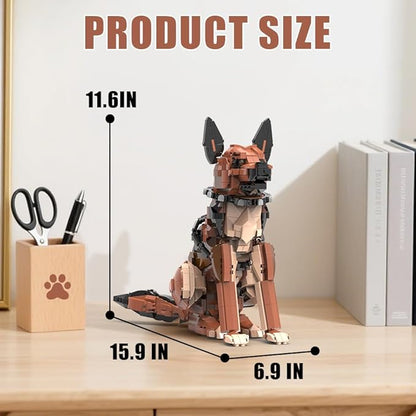 German Shepherd Dog Building SetMovable EarsTailLegsDog Building Block for Adults KidsBoys and Girls1235 pcs Animals Creator Building-Bricks ToyCreative Gift for Dog and Animal Lovers