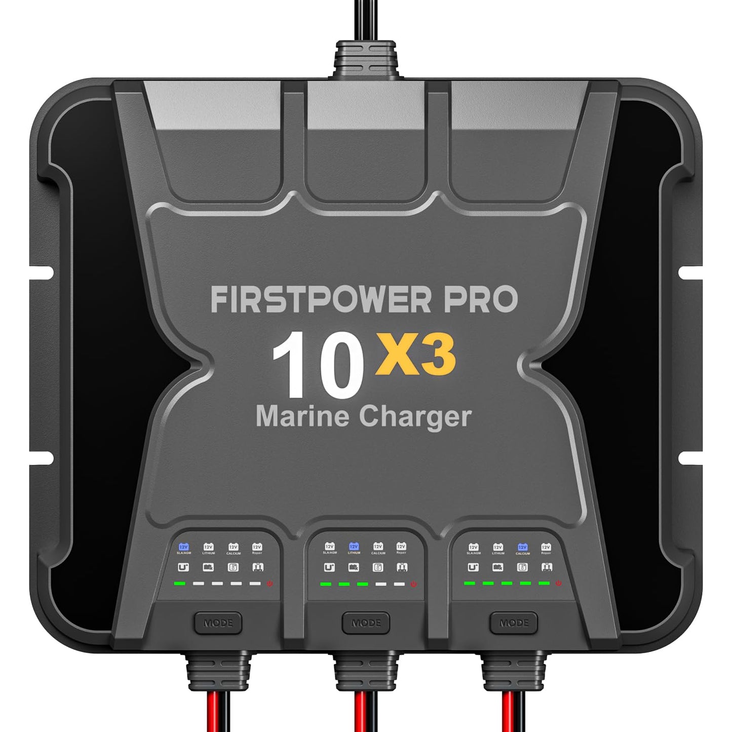 Upgraded 3 Bank Marine Battery Charger 10X3, 30A (10A/Bank) - 12V Waterproof Onboard Battery Charger, Battery Maintainer & Desulfator for SLA/AGM, Lithium (LiFePO4), Calcium & Deep-Cycle Battery