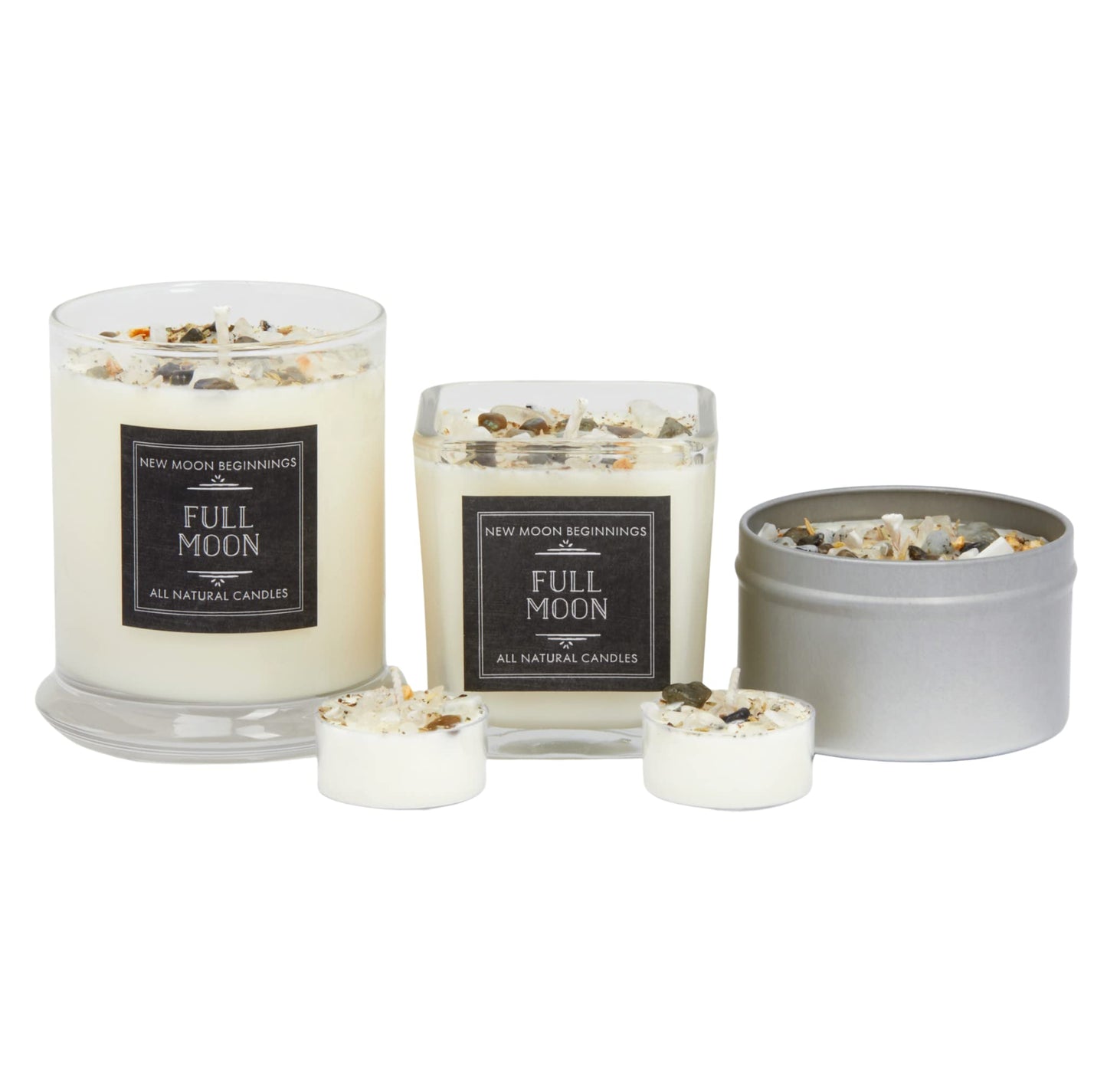 Full Moon Candle by New Moon Beginnings - Purification & Cleansing Candle - Crystal and Herb Candles - Aromatherapy Candles - soy candle, 8 Ounce Metal Tin