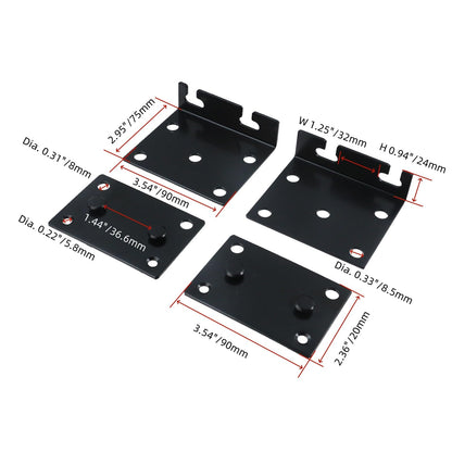 FarBoat 8 Pcs Universal Iron Bed Rail Brackets Heavy Duty Hardware Beds Hinge 2 Hooks for Bed Frame with Screws, 3.54"x2.95"/90x75mm, Black, Style F