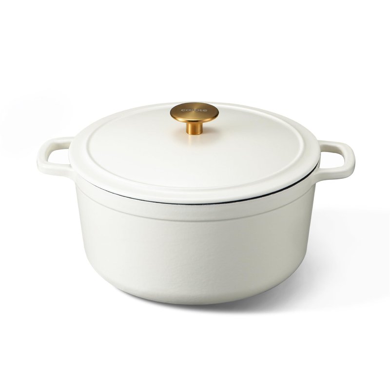 CAROTE 5QT Enameled Cast Iron Dutch Oven Pot with Lid, Cream White