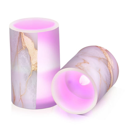 Zathe Flameless Pillar Candles Remote Control Led Flameless Candles for Outdoor Marble White White