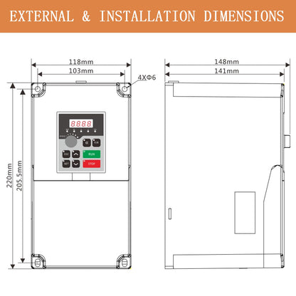 QNK 7.5KW 10HP 220V AC 33A VFD Converter Single to 3 Phase Inverter Variable Frequency Drive for CNC Spindle Motor Speed Controller