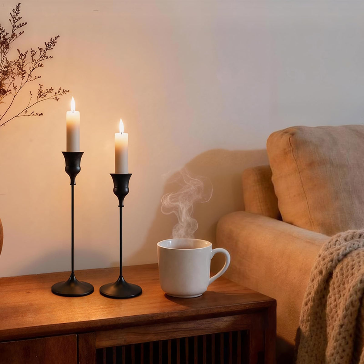 Showin Candlestick Holders Black, 6 Packs Taper Candle Holder for Candlesticks, Candle Sticks Holder Decor for Home Decor