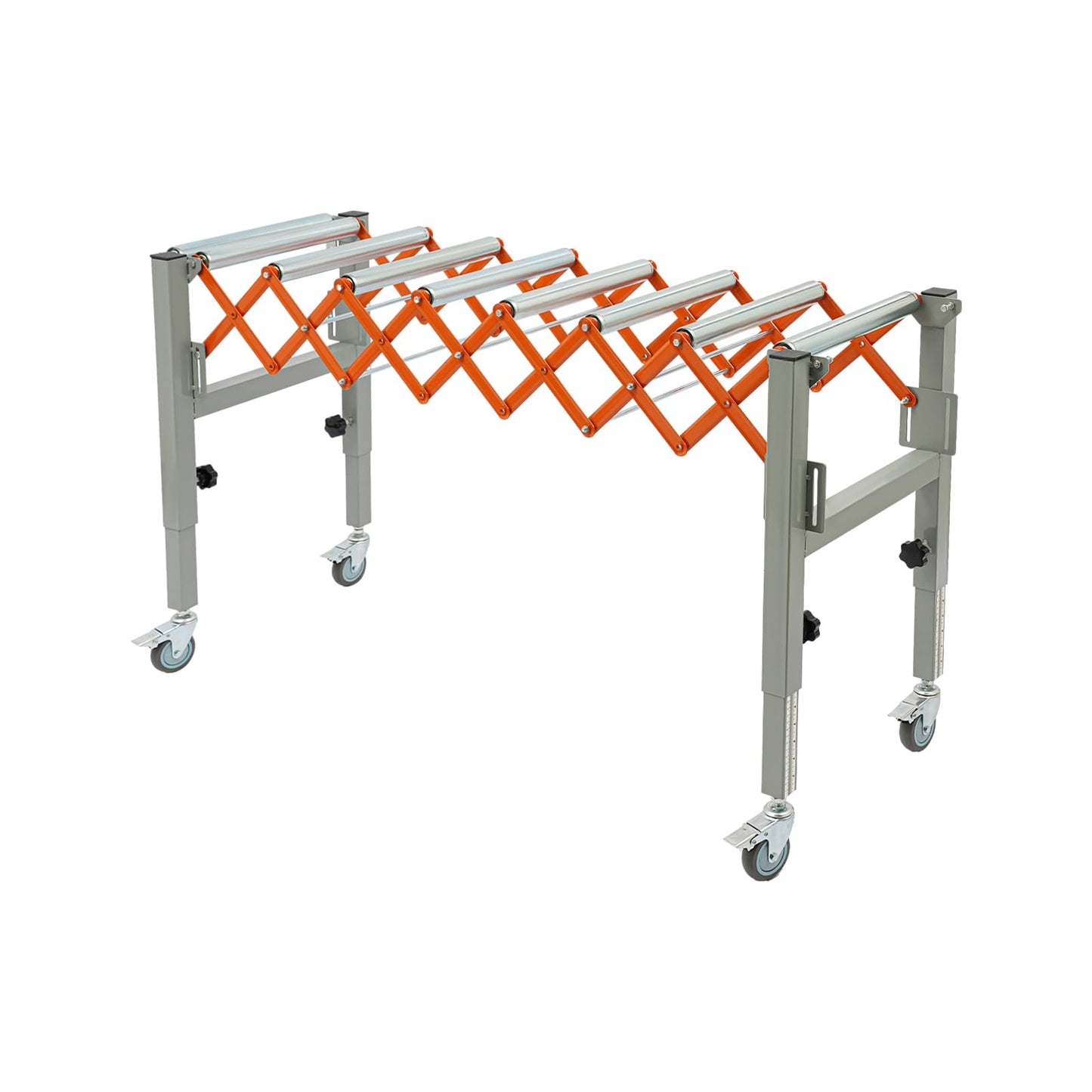 Adjustable Roller Conveyor 110LBS Telescopic Conveyor Roller Table with Scale Display & 2 Hooks Length 18'' to 51'' Height 20'' to 32'' Flexible Folding Turning Conveyor Belt 17'' Wide Conveyor Roller