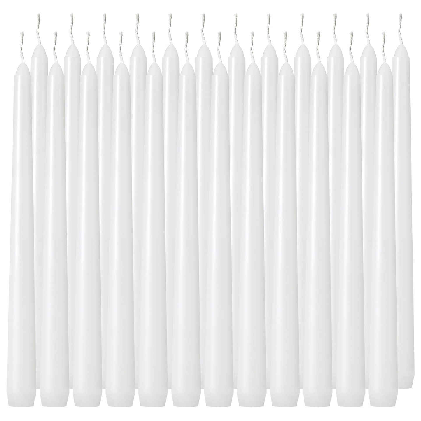 Tuyai 36 Pack Tall White Taper Candles, 10 inch (H) Dripless, Unscented Dinner Candle, Smokeless Taper Candles, Paraffin Wax with Cotton Wicks, 8 Hours Burn Time
