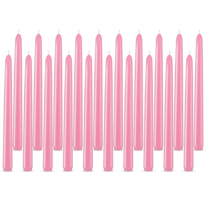 20 Pcs Pink Taper Candles for Home Decoration, 10×7/8 Inch Dripless Candlesticks, Great for Dinner Party Wedding and Emergency