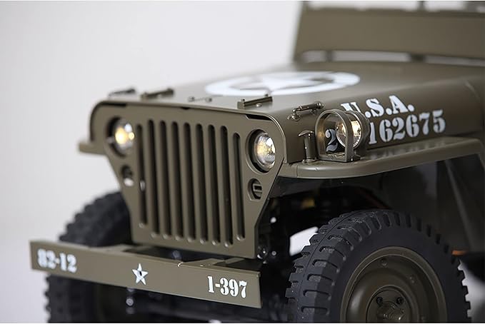 Rochobby FMS 1/6 1941 MB Scaler RC mini Jeep RC Truck MB Scaler 4x4 Hobby Grade Brushed RC Rock Crawler RC Army Military Truck for AdultsRS