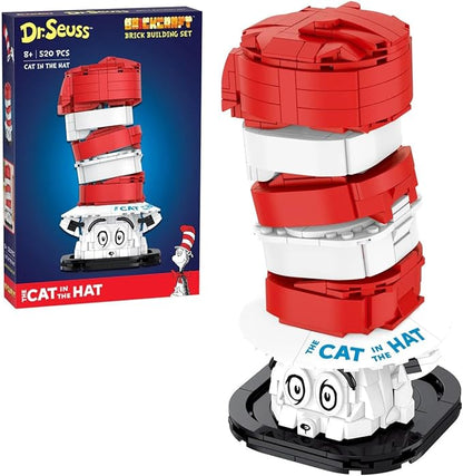 Brickcraft Officially Licensed Dr. Seuss Cat in The Hat Bust with Printed Parts Includes 556 Pieces Multicolored Brick Building Set
