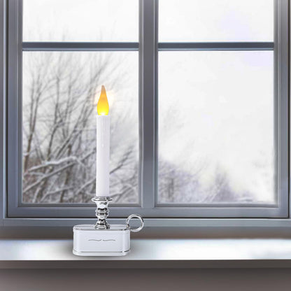 LitTerra Window Candles Battery Operated with Timer 8 Hours on and 16 Hours Off Led Warm White with Flicker Flame