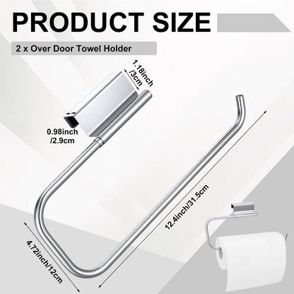 2 Pcs 12.4 Inches Cabinet Door Paper Towel Holder Stainless Steel Camper Paper Towel Holder Cling Film Holder for Kitchen Bathroom Laundry Room Camping Car Tissue Storage