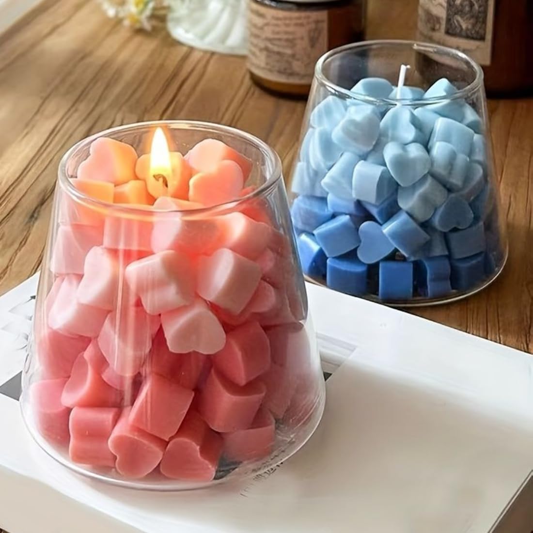 ISOLAY Aesthetic Scented Candle,Handmade Soy Wax Aroma in Glass Decorative Candle for Valentine's Day Wedding Gift (A Pink)
