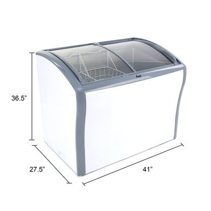 Avanti Commercial Convertible Refrigerator/Freezer/Beverage Cooler with Sliding Glass Display Doors with Storage Baskets, Adjustable Temperature Control and Defrost Drain, 9.5-Cu.Ft., White