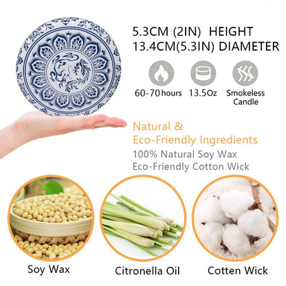 3 Packs Citronella Candle Outdoor, Large 3-Wick 13.5oz Lemongrass Scented Natural Soy Wax Long Burning Candles for Outside Patio Porch