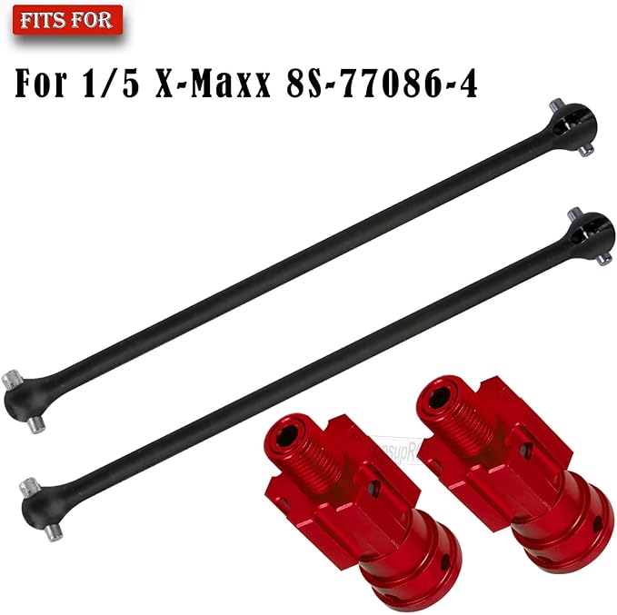 RC 10MM Drive Shaft CVD &amp Wheel Hex Hubs Upgrades Part for 1/5 X Maxx 8S Monster Truck45# Steel Driveshaft Front Rear Axles &amp Aluminum Wheel Nut &amp Wheel Hex Hops UpRed