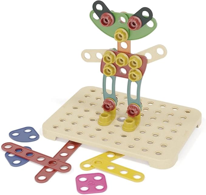 Quercetti Tecno Jumbo Building Toy - Set includes 45 Pieces to Make 3-D Designs - STEM Toy for Educational Play and Motor Skills Development - Made with PlayBio Material - for kids ages 3 years +