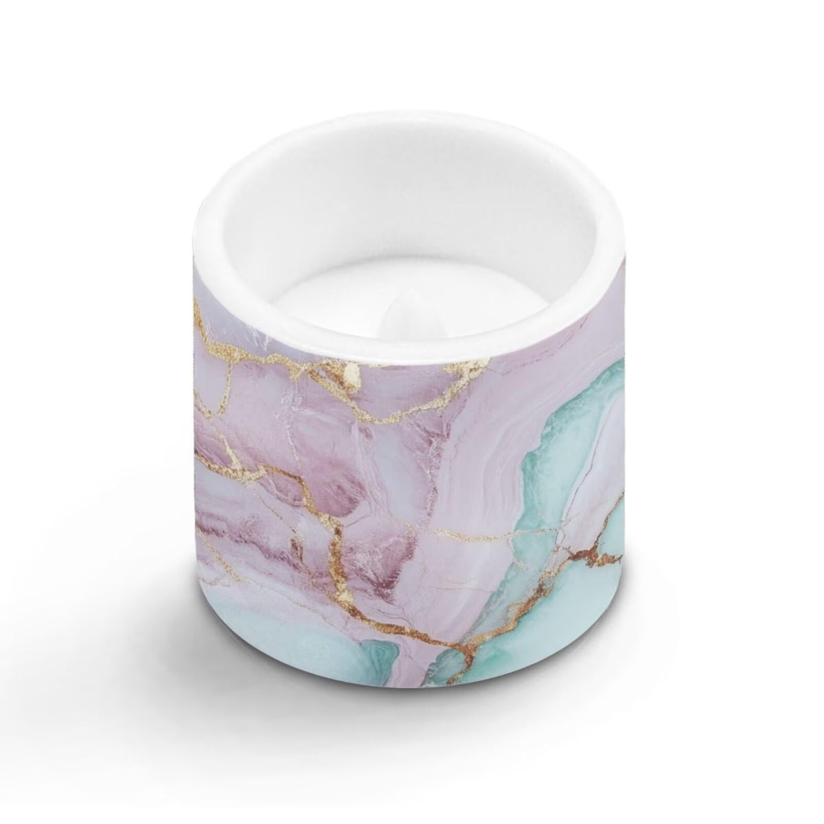 Cozeyat Sky Blue Marble Flameless Candles 4 Pack Battery Operated with Remote Control Timer LED Pillar Candles Waterproof for Indoor Outdoor Home Use