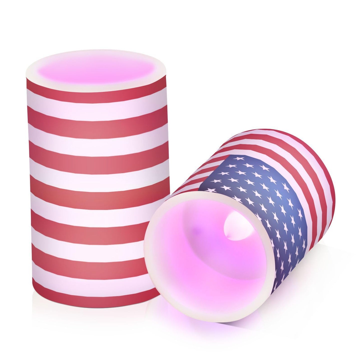 ALAZA US American Flag Independence Day 4th of July Flickering Flameless Candles Battery Operated with Remote Timer,Tea Light Candles LED Pillar Votive Candles Set of 2 for Outdoor Indoor Decorations