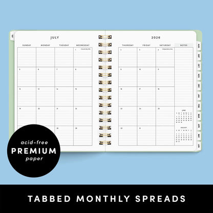 PAPERAGE Academic Planner, Weekly & Monthly Planner & Calendar, 12-Months, July 2026 - June 2027, (7" x 8"), School & Student Planning Agenda with Tabs, Bonus Pages & Inner Pocket, Pink