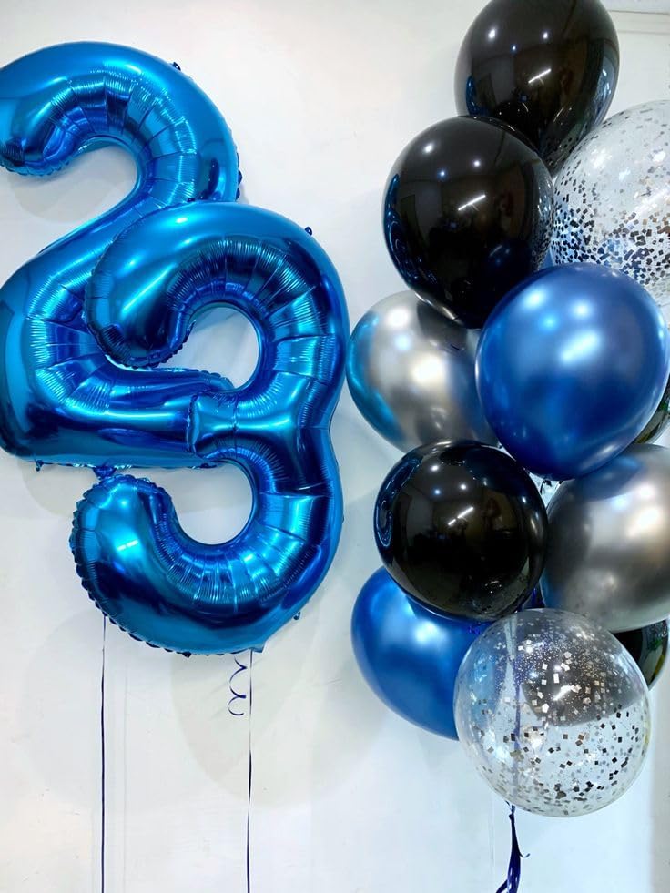 Metallic Blue Number 2 Balloon - 40 Inch 2nd Birthday Decoration for Toddlers | Sparkling Party Decor