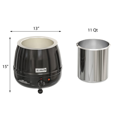 KoolMore Commercial Soup Kettle Warmer with Hinged Lid and Removable Pot Insert for Buffet, Restaurant, Party, Event, and Catering, Large 2.5 Gallon, Electric [Black] (SK-BK-3G)