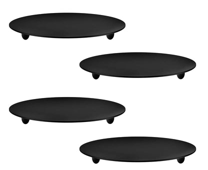 Yansanido 4 pcs 4.3'' Iron Plate Candle Holder for Taper Candles, Decorative Candlestick Holder for Spa, Wedding, Dinning, Party Candle&Led Candles (11cm Black 4pcs)