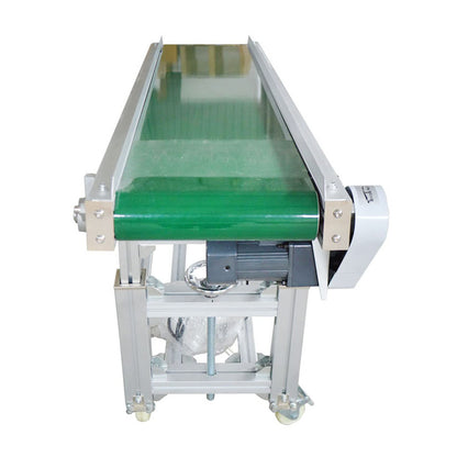 BREVELTION 59inch 110V PVC Inclined Wall Conveyor Belt Double Baffle Green PVC Belt Height Adjustable 11.8inch Wide 120W