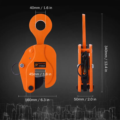 BEAMNOVA 2 Ton 4400 lbs Vertical Plate Lifting Clamp Sheet Metal Lifting Clamp Metal Steel Plate Lifting Clamps Lifters Heavy Duty Orange