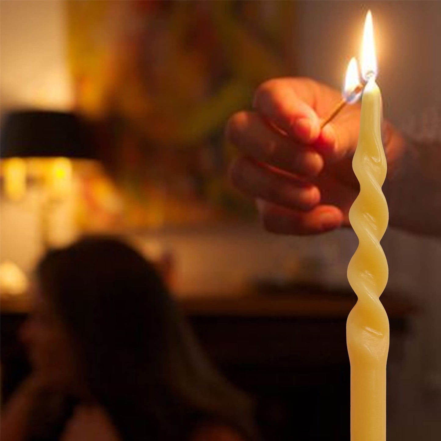 Long Taper Candle Beeswax Candlestick,Gedengni Handcrafted Bees Wax Spiral Candles Scented Tapered Candle Twisted Candlesticks Wedding Home Dinner Wedding Party Decor,1D-Beeswax