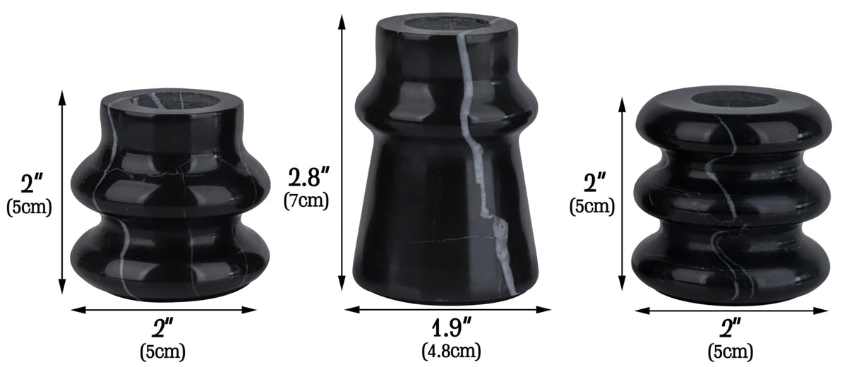 Vixdonos Marble Candle Holder Set of 3 Taper Candle Candlestick Mantle Candle Stand for Home Decor,Wedding,Party and Table Centerpieces(Black)