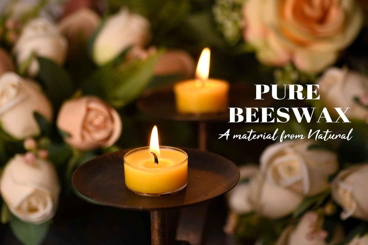 Pure Beeswax Tealight Candles | 50 Pack Natural Unscented Beeswax Candles, Long Burning 4+ Hours Clean Burning, Yellow