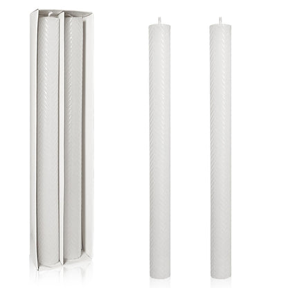 Unscented Long Spiral Taper Candle Handmade Dripless White 10 Inch Smokeless Tall Twisted Candlesticks Elegant Wave Design for Home Wedding Festive Décor