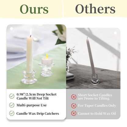 Glasseam Taper Candle Holders Bulk: 10pcs Glass Candle Sticks Holder Decor Clear Short Small Candlestick Holders Modern for Table Centerpiece Wedding Christmas Dinner Party