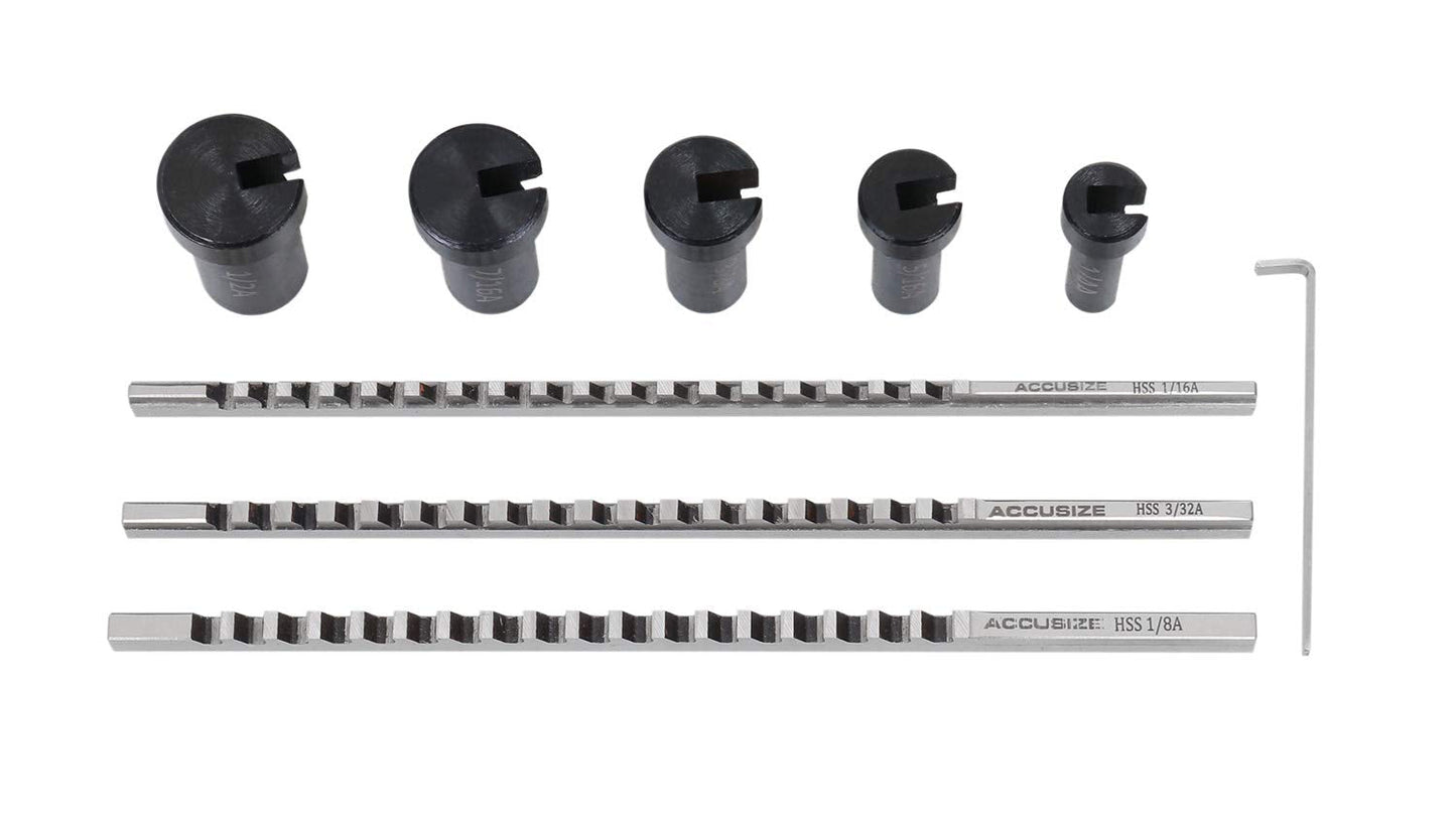 Accusize Industrial Tools No.00 Hss Keyway Broach Precision Sets in Fitted Wooden Box, 5100-0001
