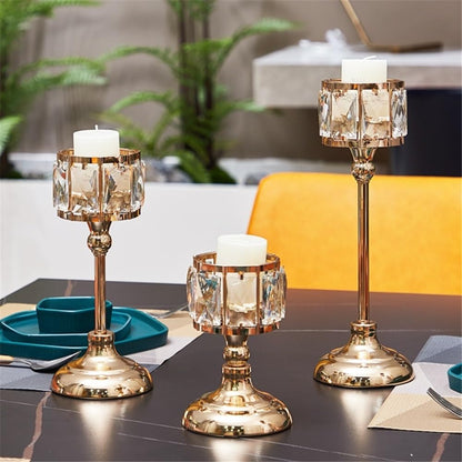 Candlestick Holders Simple Iron Glass Candlestick Modern Table Decoration Ornaments Candle Holder Candle Holders(Gold,Small)