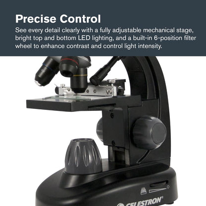 Celestron – LCD Digital Microscope II – 3.5" Screen – 5MP Camera – 40x–1600x Magnification – Rotating Head – SD Card Included – TV Output – Ideal for Slides, Labs, Classrooms, Biology, Education