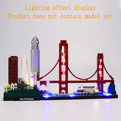 Upgraded Version USB Light Kit for Architecture Skyline Collection San Francisco Golden Gate Bridge - Compatible with Lego 21043 Bricks Model (Model Set Not Included)