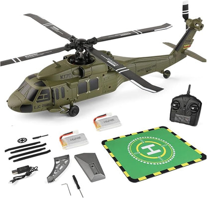 Mini WL K170 Black Hawkk Helicopter for Adults WL K170 Black Hawkk UH-60L 170 2.4G 4CH Flybarless RC Helicopter Outdoor Hobby RC Toy Model (RTF Version)