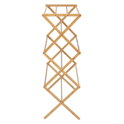Collapsible Bamboo Drying Rack – Foldable Laundry Drying Stand for Indoor/Outdoor Use – Space-Saving Clothes Rack for Towels, Blankets & Delicates