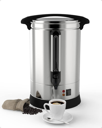 DEXSO 100 Cup 14L Commercial Coffee Urn,[Rapid Extraction] [304 Stainless Steel Suitable for Food] Hot Beverage Dispenser, [Easy Clean-up] Hot Water Urn for Churches, Meeting Rooms, Lounges