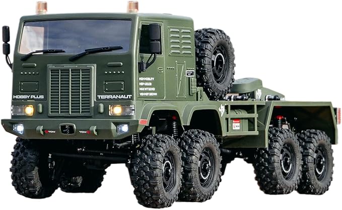 HOBBYPLUS Helidirect 1/18 RC Crawler CR18P Terranaut 8x8 RC Truck Remote Control Car w Full-Lock 8WD RTR Active All-Wheel Steering 2-Speed Transmission Recovery Winch LED Lights (Green)