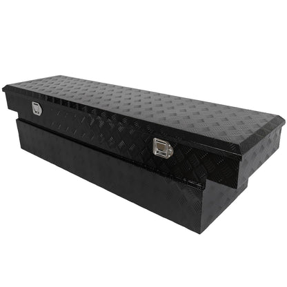 SCITOO 69" Aluminum Diamond Plate Truck Bed Tool Box,Heavy Duty Crossover Storage for Most Full Size Pickups,Lockable Weatherproof Chest,Fits 69"WX20"DX20"H Truck Beds,Easy Access to Load and Unload