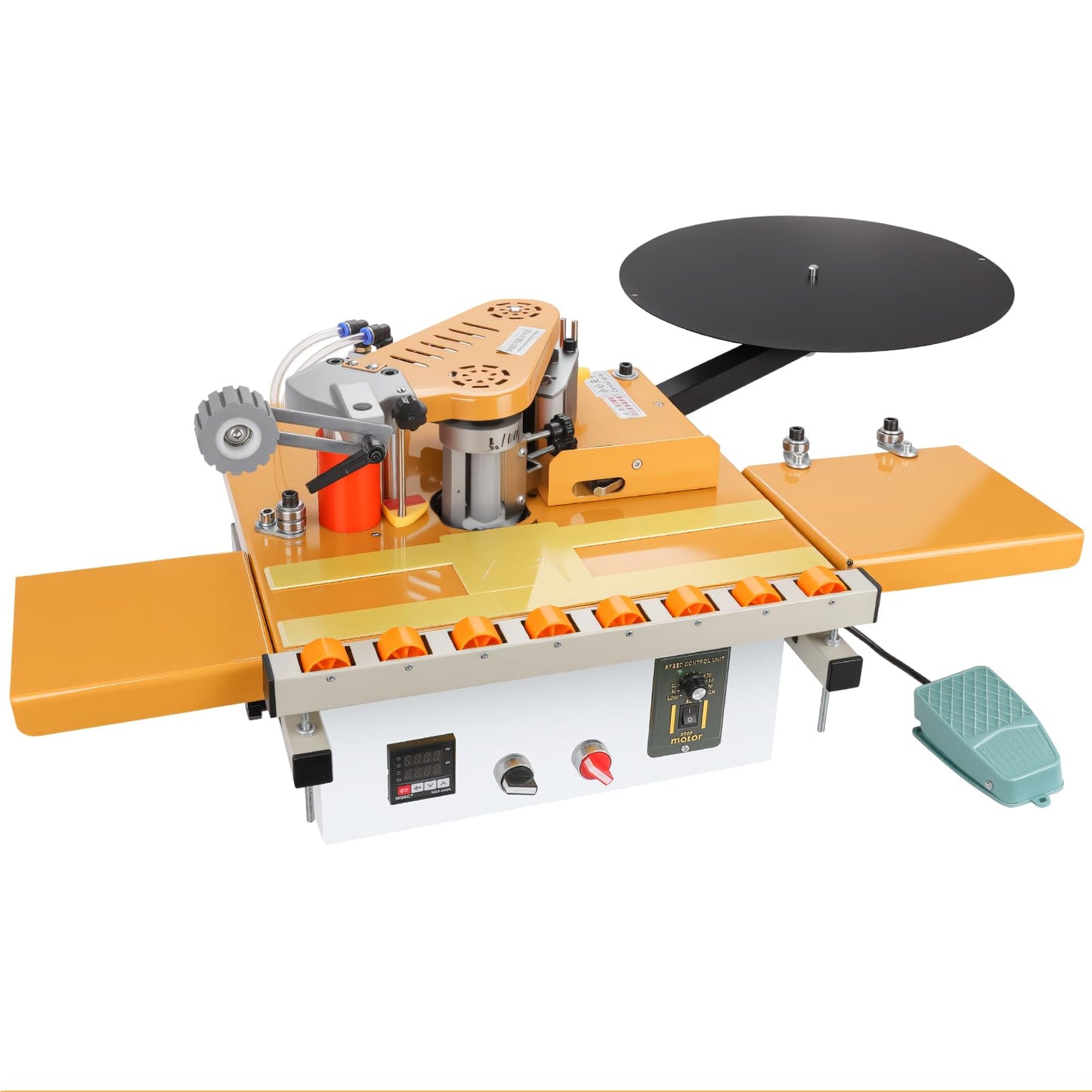 Helivivfy Portable Woodworking Edge Banding Machine, Dual-Use for Curved and Straight Edges Auto Cut-Off 2-Side Gluing Variable Speed Smart Temp Control