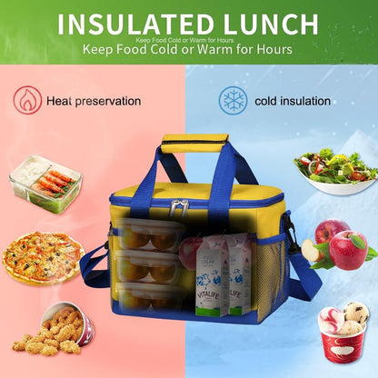 iknoe Insulated Lunch Bag, Foldable 8.5L Cooler Bag for Men & Women, Leakproof Thermal Design, Great for Office, Picnic, Travel, Lunch Box, Yellow