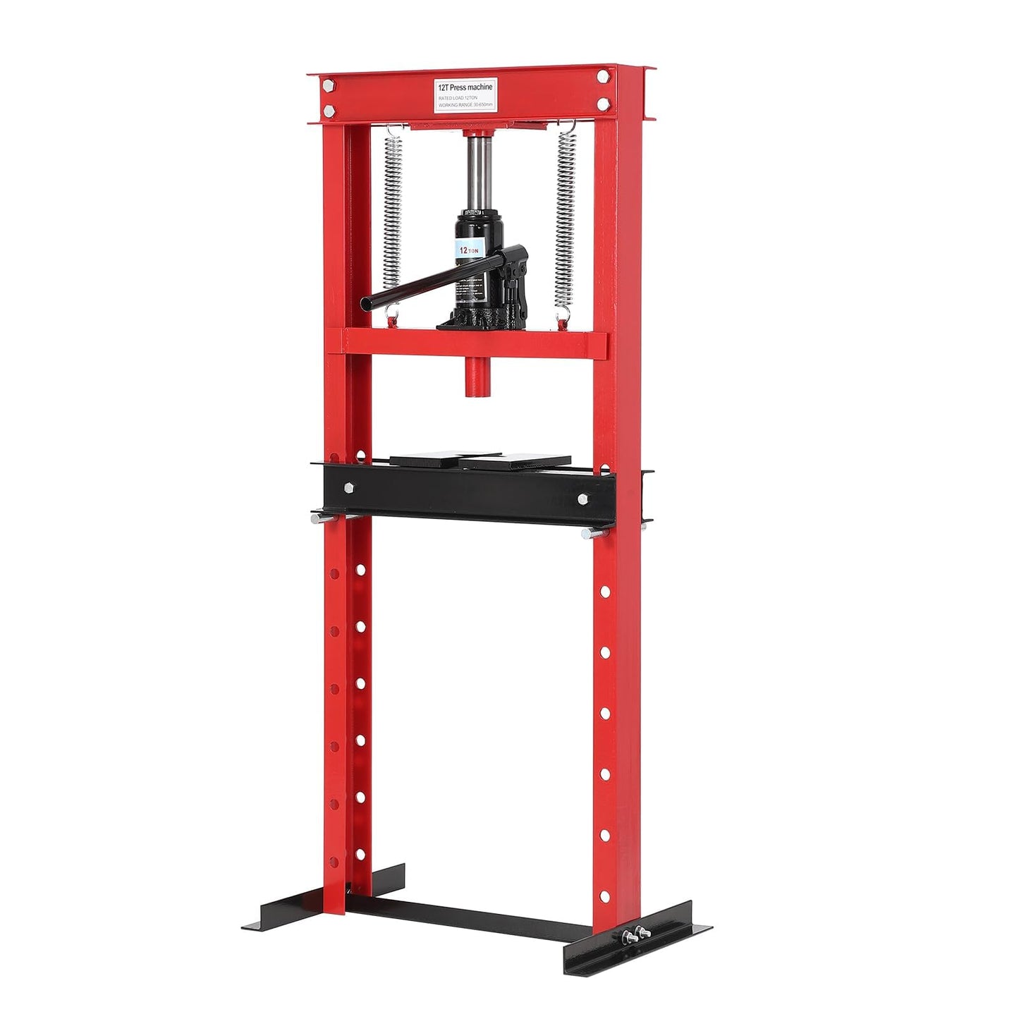 12-Ton H-Frame Hydraulic Press with Adjustable Table & 2 Press Plates, Heavy-Duty Shop Press for u-Joints, Metal Bending, and Garage Repairs