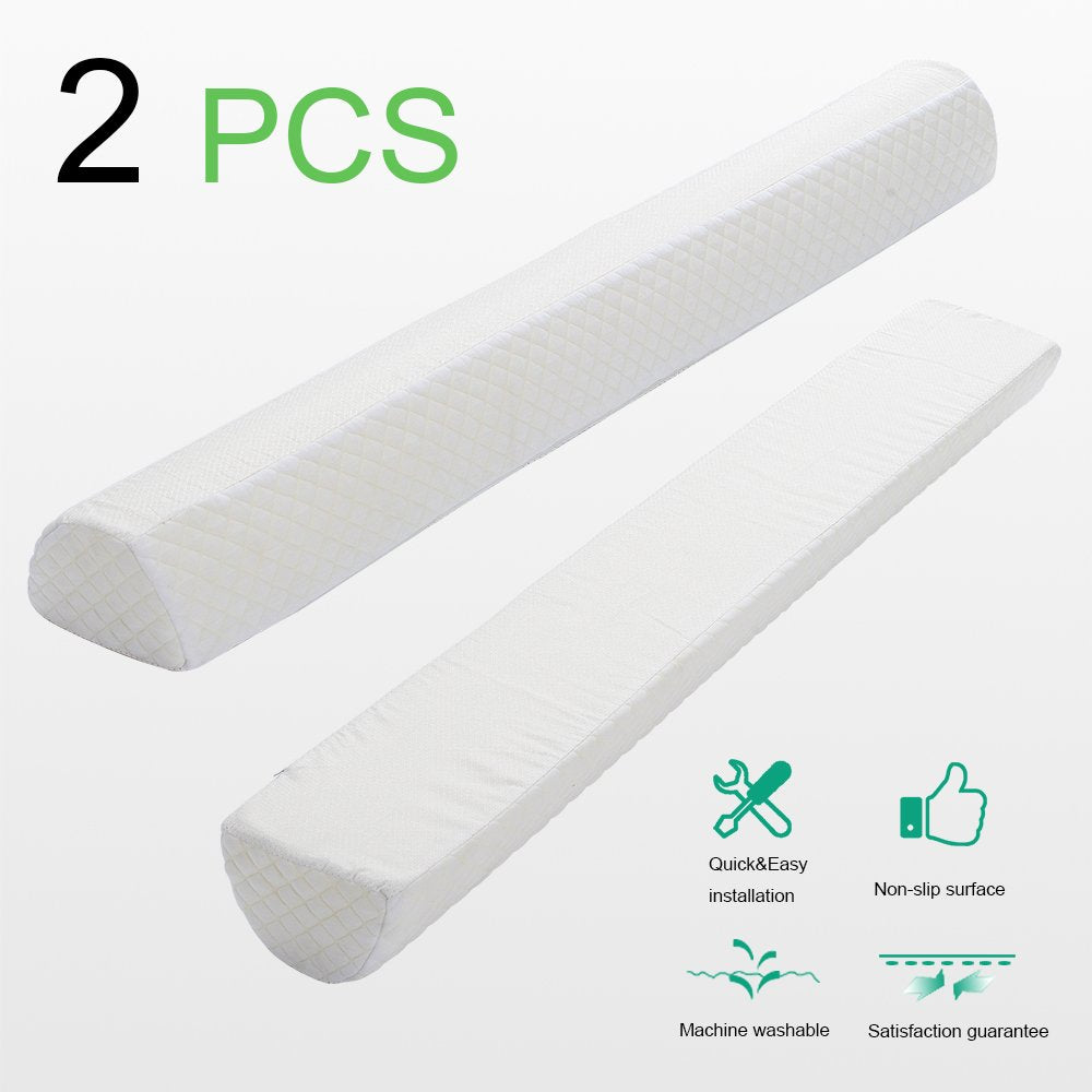Shinnwa Bed Bumpers for Toddlers (2-Pack) Memory Foam Rail & Adults, Safety Guard Queen, King, Full Bed, Sleep Long Pillow Pads with Non-Slip Bottom Machine Washable Cover