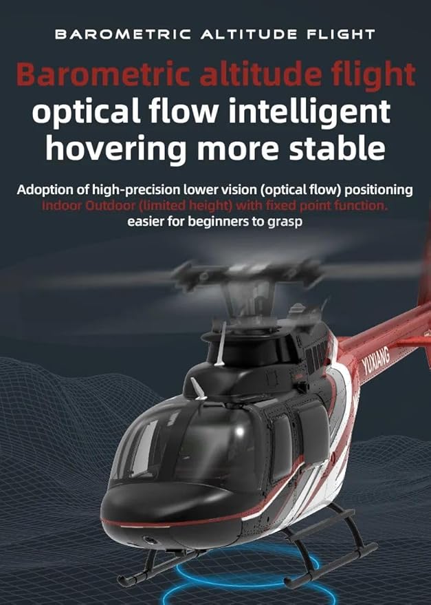 Hanll YUXIANG F08 Bell 206 RC Helicopter for Adults 1/27 2.4G 6CH Brushless Direct-Drive 6G Flybarless RC Helicopter with 6-Axis Gyro Optical Flow Positioning RTF/ 3 Battery